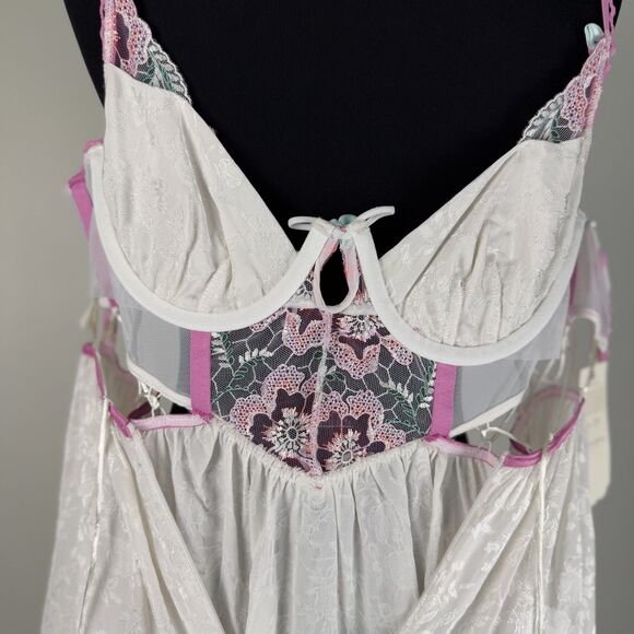 For Love & Lemons Festival Floral Lace Slip Dress | Embroidered Flowers - Picture 14 of 15